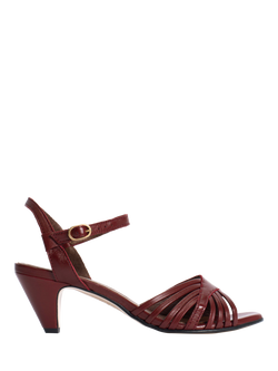 Anonymous Copenhagen Hermine Leather Cone Heel Strappy Sandals, Red, Red