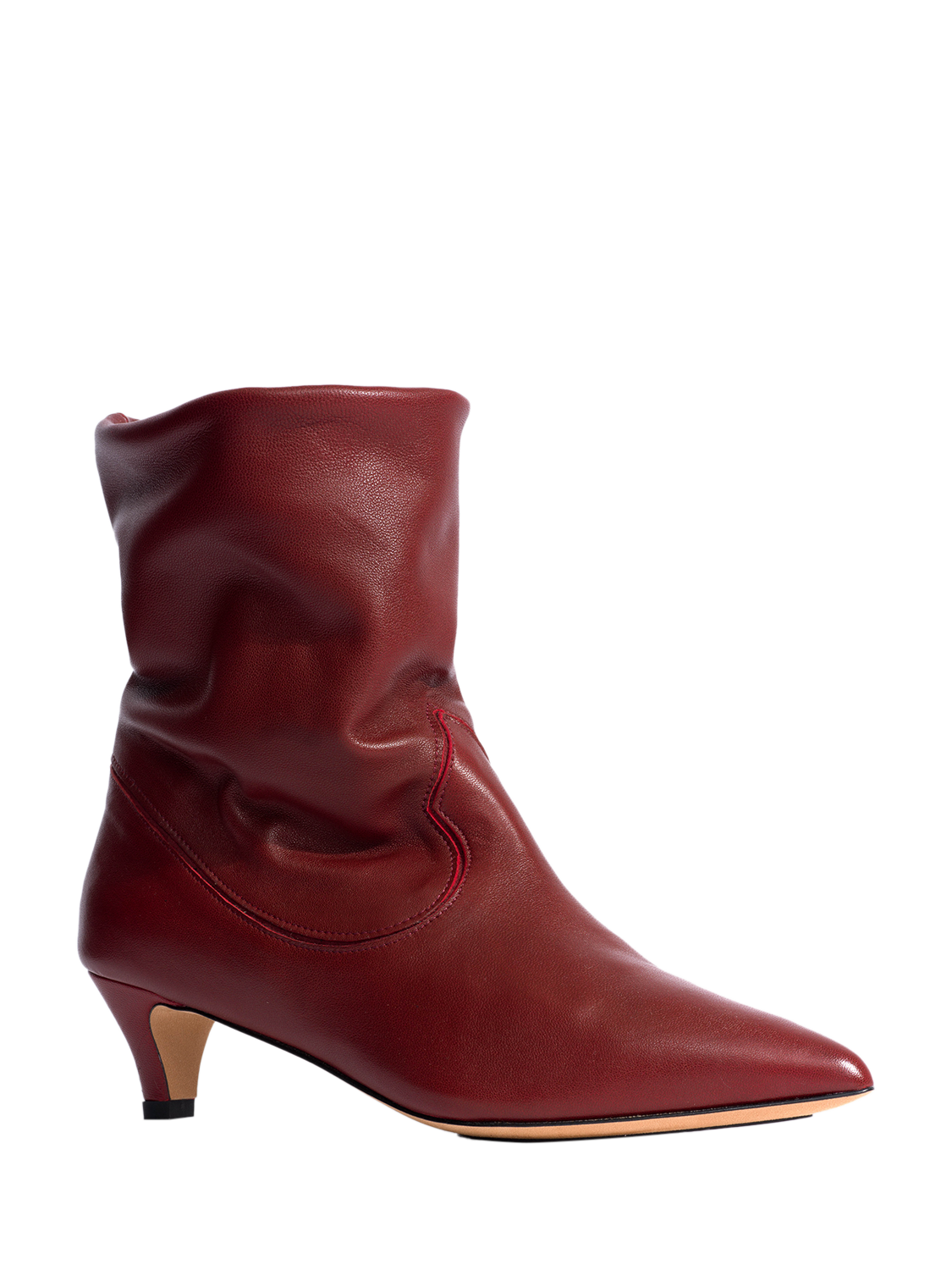 Product image 2 of 5, which shows Anonymous Copenhagen Hicha 40 Silky Leather Ankle Boots, Red, EU39