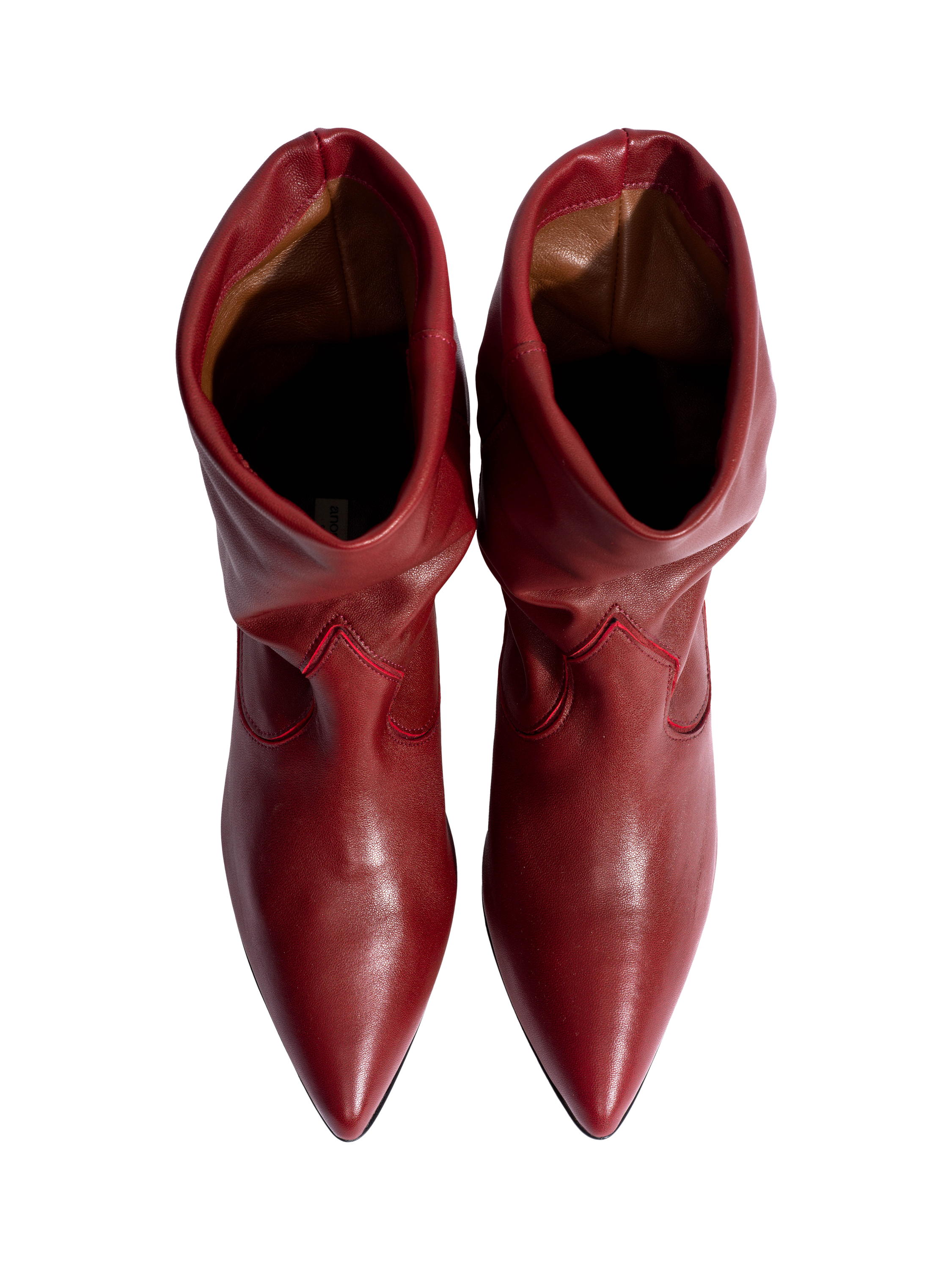 Product image 4 of 5, which shows Anonymous Copenhagen Hicha 40 Silky Leather Ankle Boots, Red, EU39