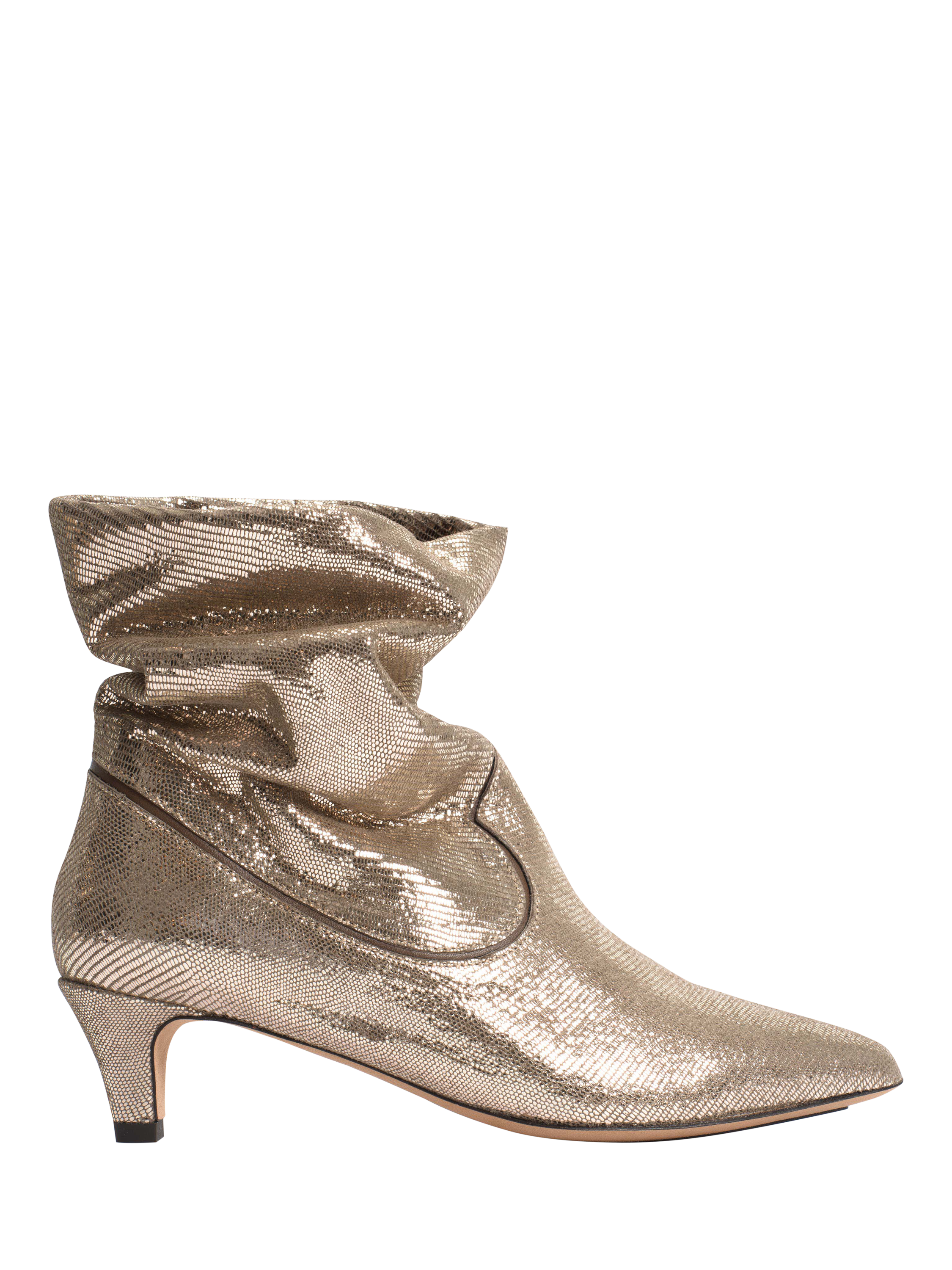Product image 1 of 8, which shows Anonymous Copenhagen Hicha 40 Lizard Leather Ankle Boots, Champagne, EU37