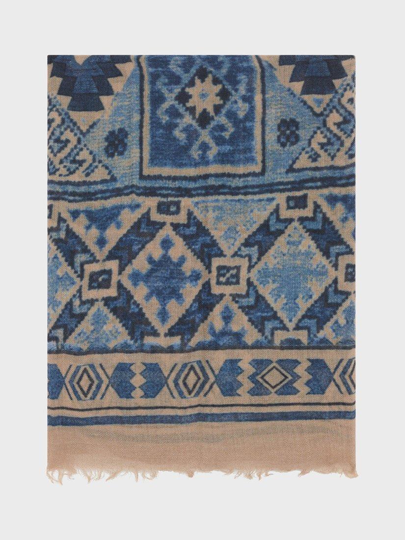 Product image 1 of 2, which shows Gerard Darel Raissa Geometric Pure Wool Scarf, Indigo, One Size