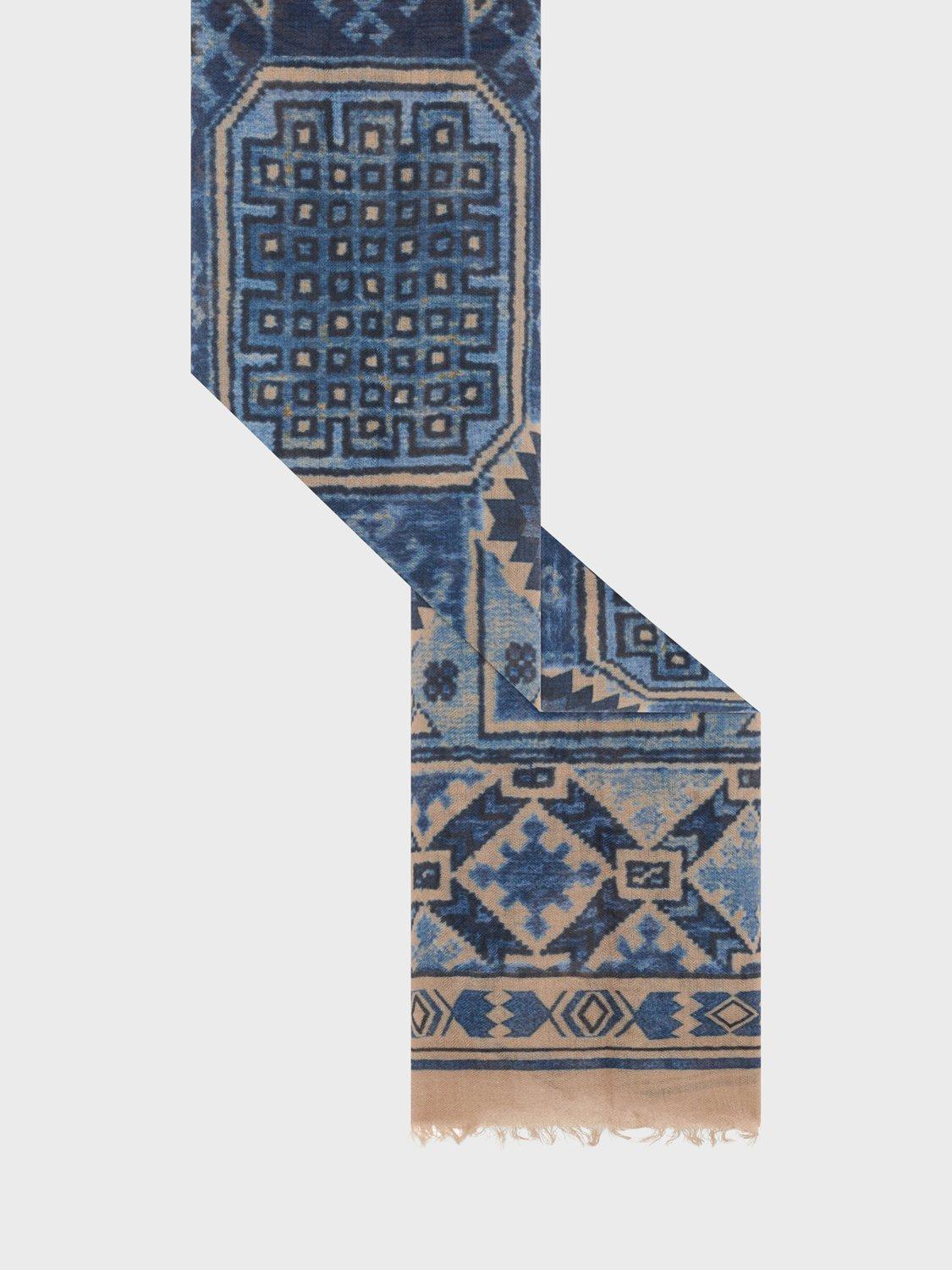 Product image 2 of 2, which shows Gerard Darel Raissa Geometric Pure Wool Scarf, Indigo, One Size