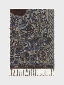 Gerard Darel Rianna Paisley Pure Wool Scarf, Indigo, Indigo