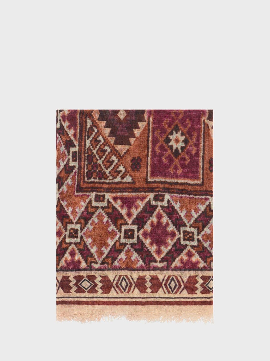 Product image 1 of 2, which shows Gerard Darel Raissa Abstract Geomtric Print Wool Scarf, Redwine, One Size