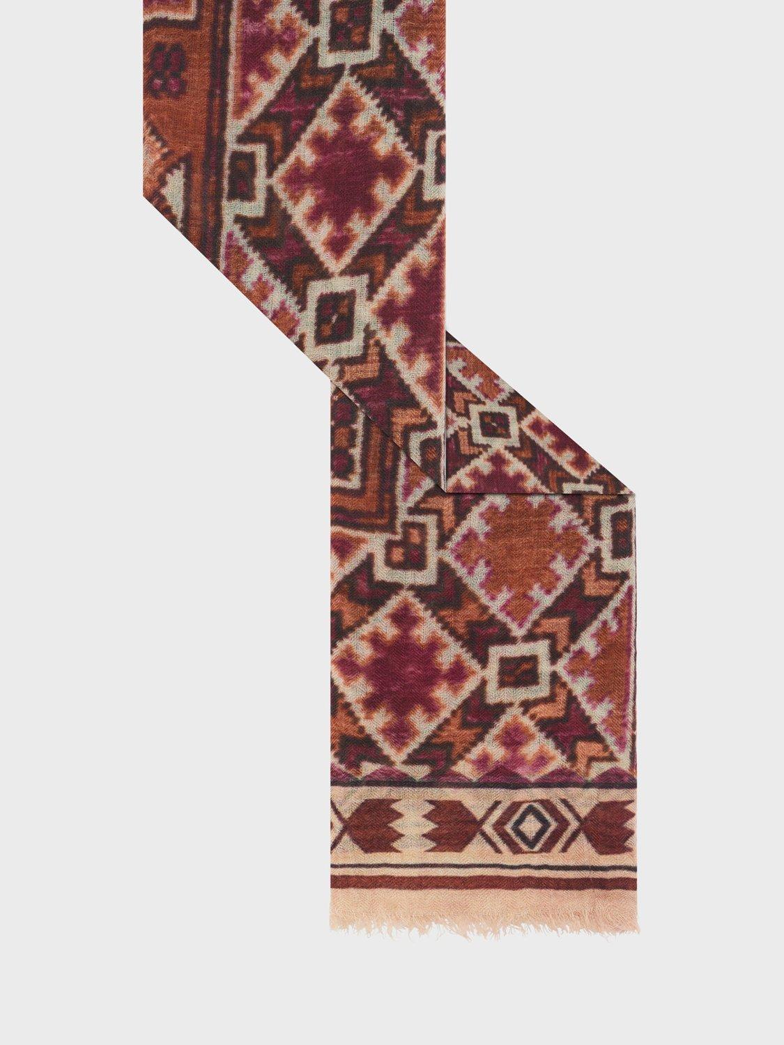 Product image 2 of 2, which shows Gerard Darel Raissa Abstract Geomtric Print Wool Scarf, Redwine, One Size