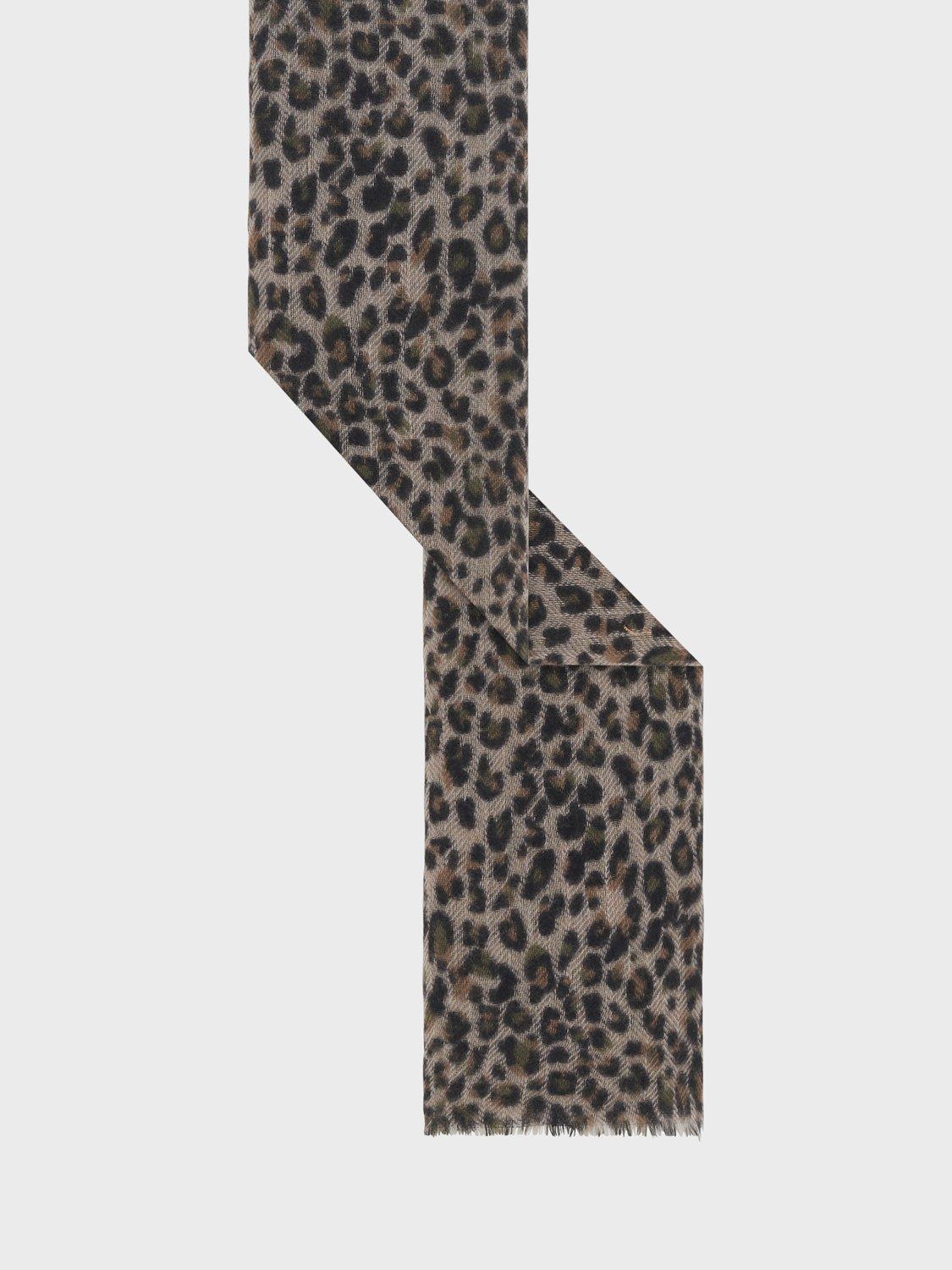Product image 2 of 2, which shows Gerard Darel Rosalie Leopard Print Wool Rich Scarf, Green, One Size