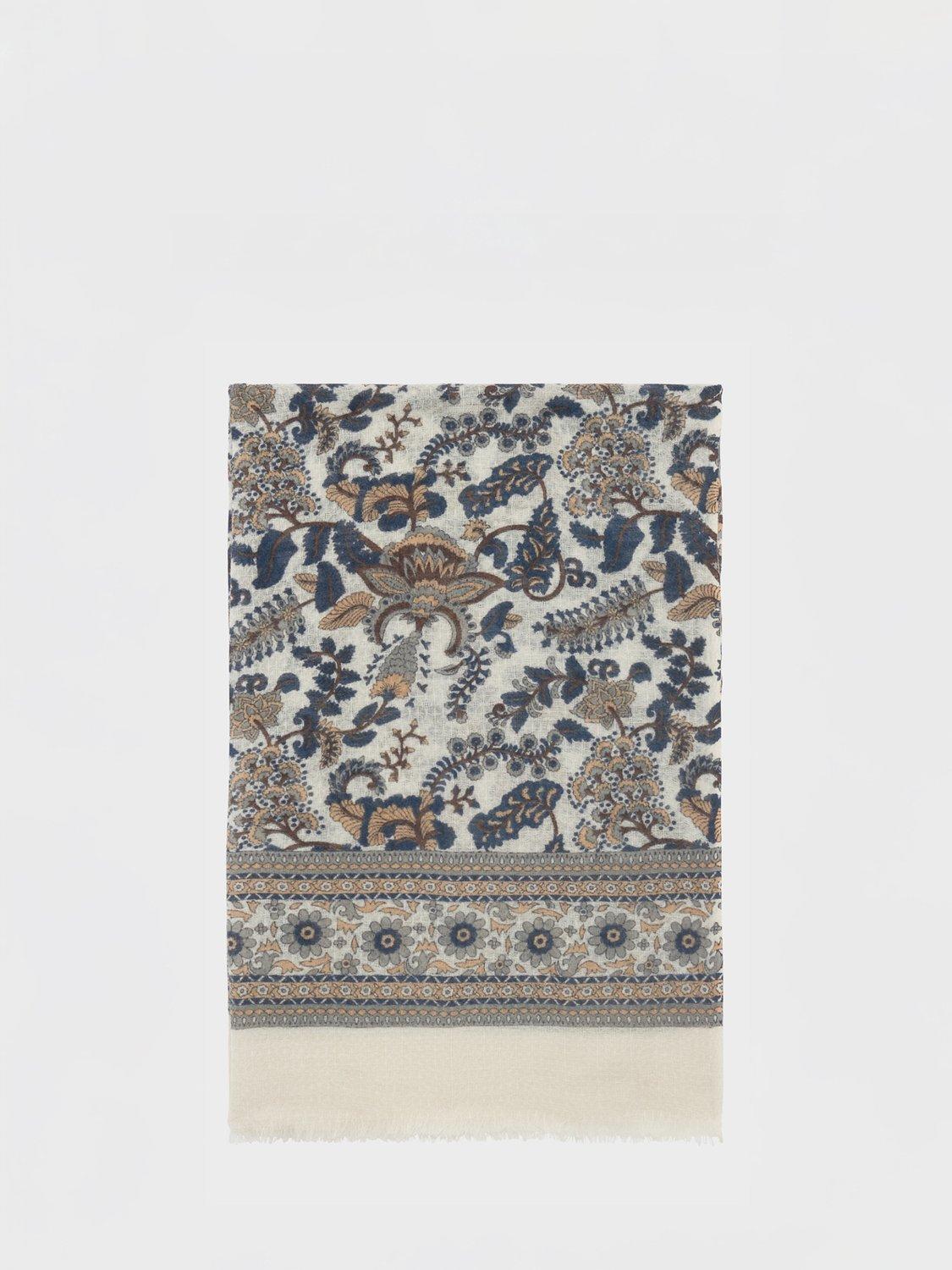 Gerard Darel Rozanne Leaves Print Wool Blend Scarf