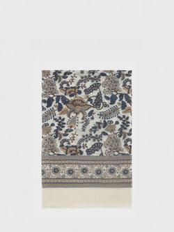 Gerard Darel Rozanne Leaves Print Wool Blend Scarf, Natural