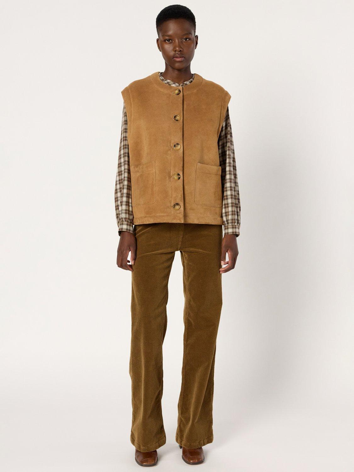 Product image 2 of 6, which shows Gerard Darel Melissa Leather Fur Gilet, Camel, 10
