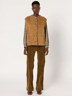 Gerard Darel Melissa Leather Fur Gilet - view 2, Camel