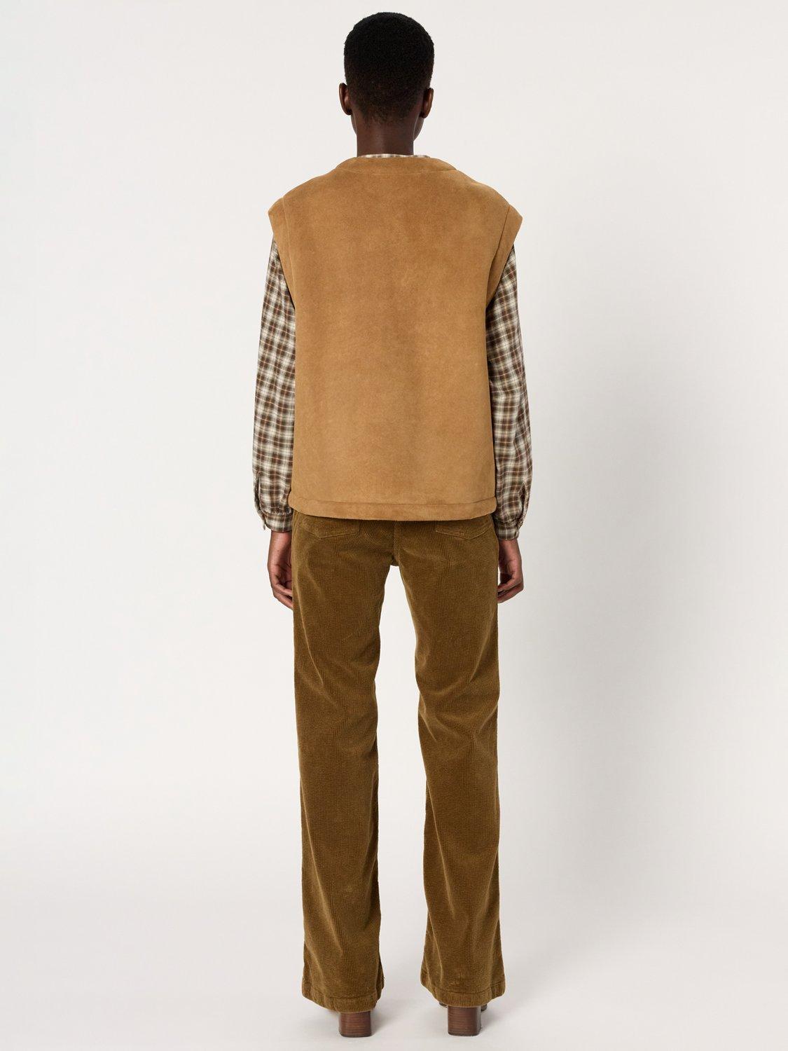 Product image 3 of 6, which shows Gerard Darel Melissa Leather Fur Gilet, Camel, 10