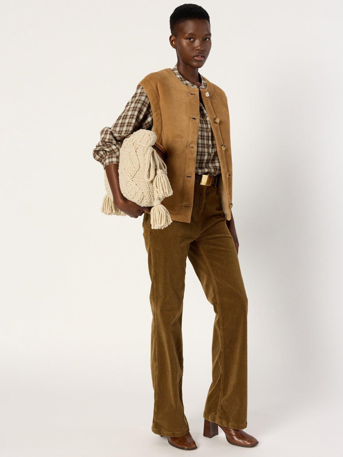 Product image 5 of 6, which shows Gerard Darel Melissa Leather Fur Gilet, Camel, 10