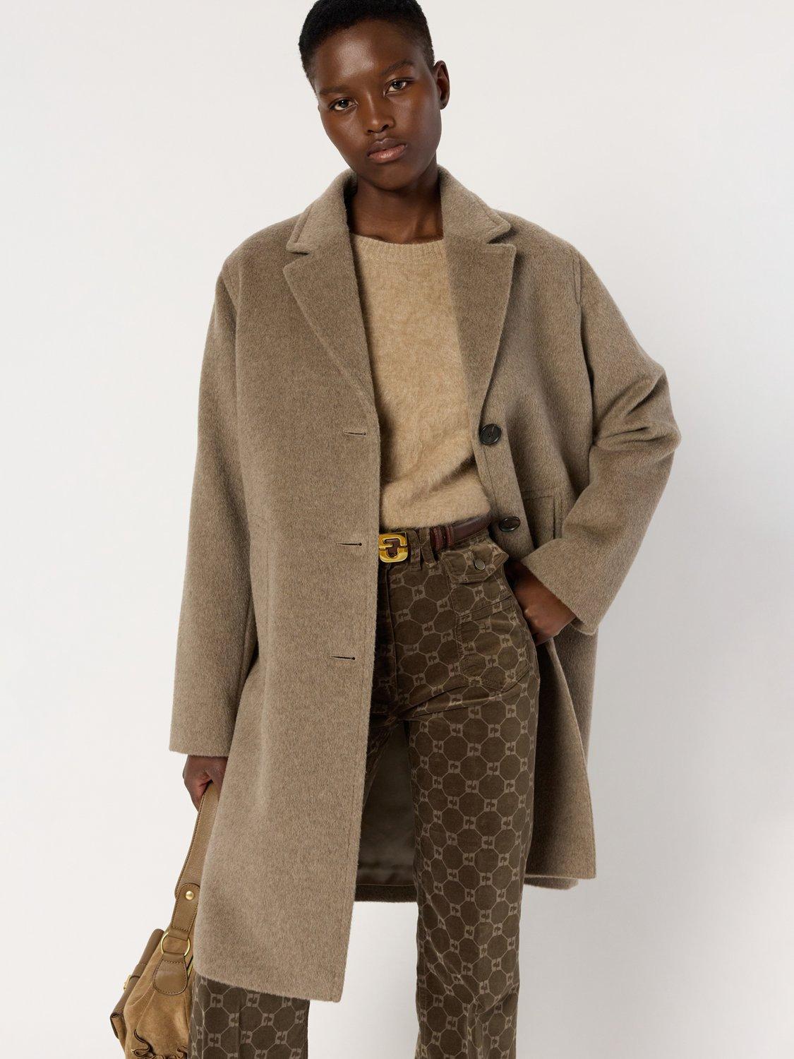 Gerard Darel Minaelle Longline Wool Overcoat, Camel