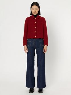 Gerard Darel Nova Long Sleeve Wool Blazer Jacket - view 2, Red