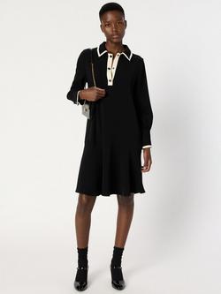 Gerard Darel Livia A-Line Knee Length Collared Dress, Black