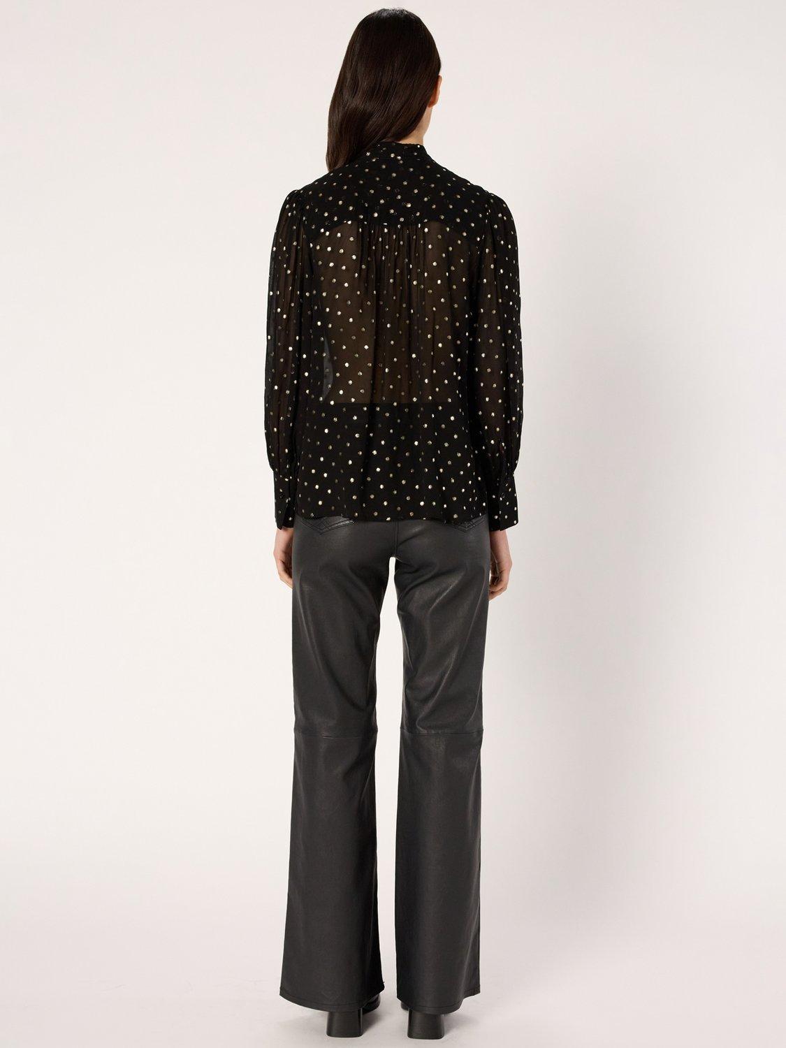 Product image 3 of 6, which shows Gerard Darel Andree Classic Polka Dot Blouse, Black, 10