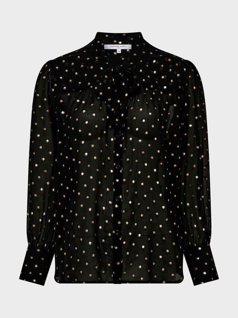 Product image 4 of 6, which shows Gerard Darel Andree Classic Polka Dot Blouse, Black, 10
