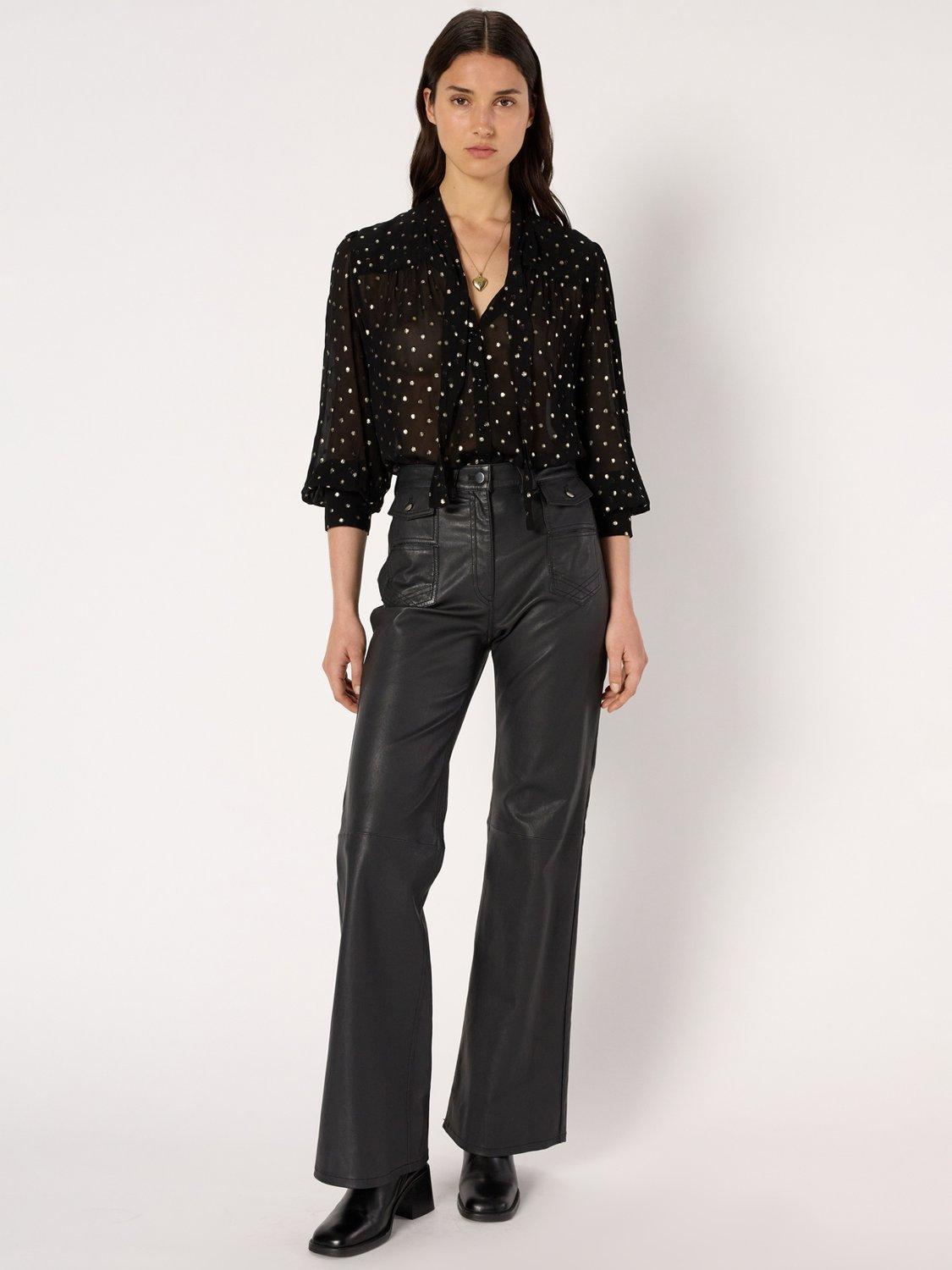 Product image 5 of 6, which shows Gerard Darel Andree Classic Polka Dot Blouse, Black, 10