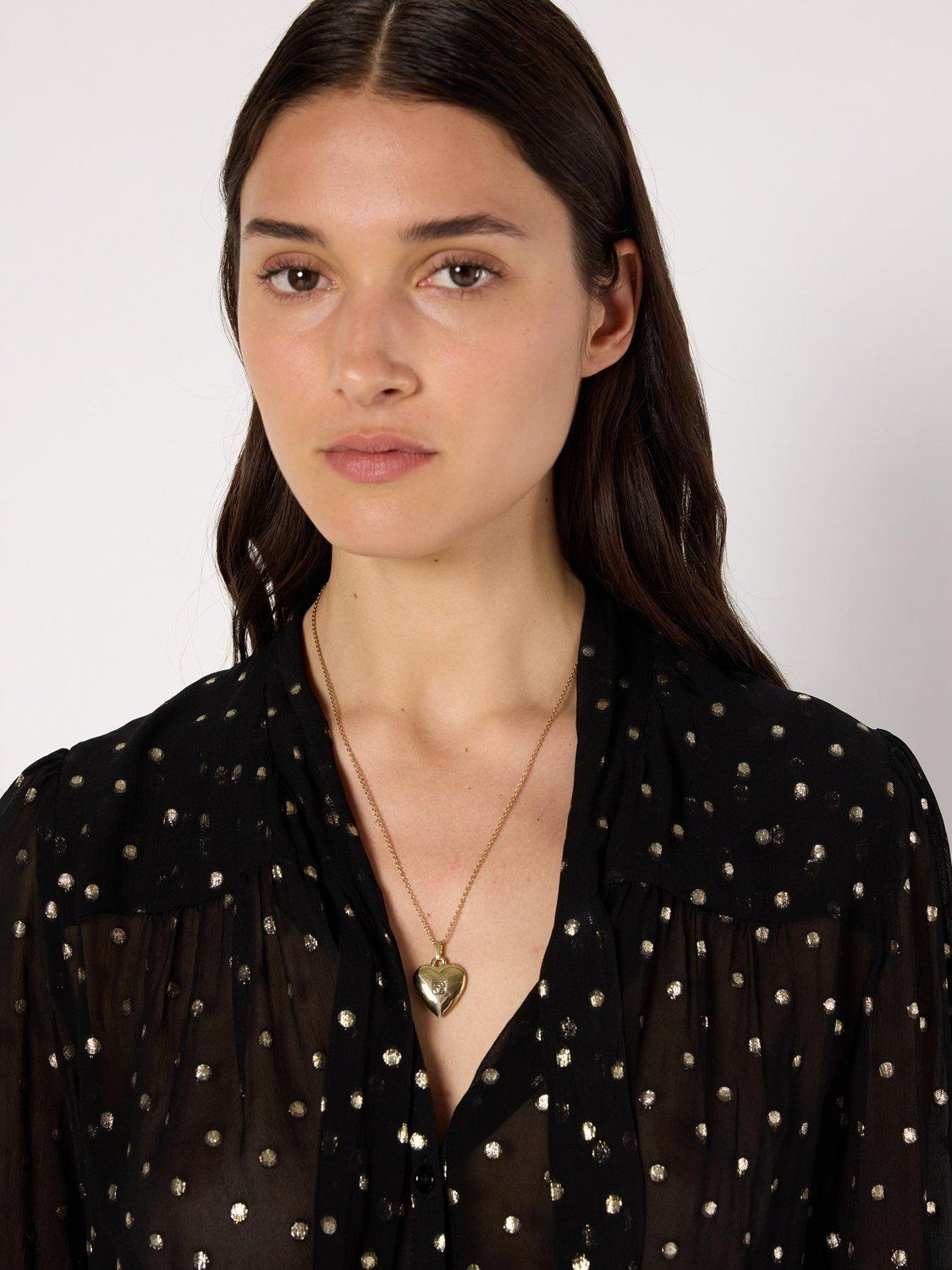 Product image 6 of 6, which shows Gerard Darel Andree Classic Polka Dot Blouse, Black, 10