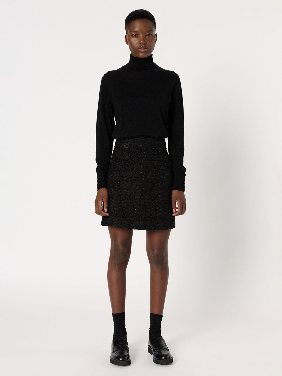 Product image 2 of 6, which shows Gerard Darel Bara Cotton Blend A Line Mini Skirt, Black, 16