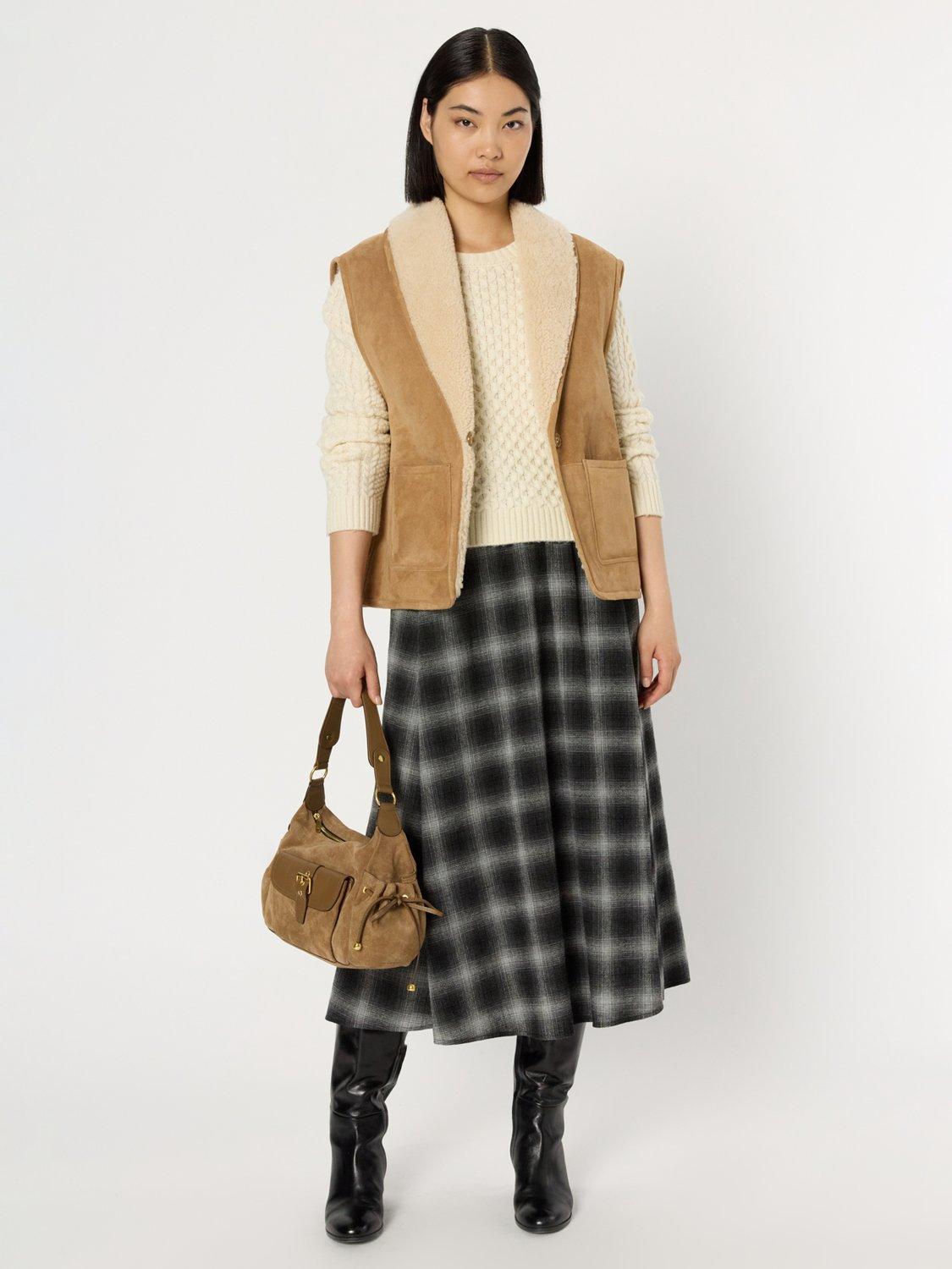 Gerard Darel Basma A-Line Check Print Maxi Skirt