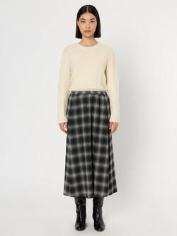 Gerard Darel Basma A-Line Check Print Maxi Skirt - view 2, Grey/Multi