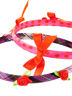 Stych Kids' Bow & Rose Headband, Pack of 2, Pink Dark - view 2, Pink Dark