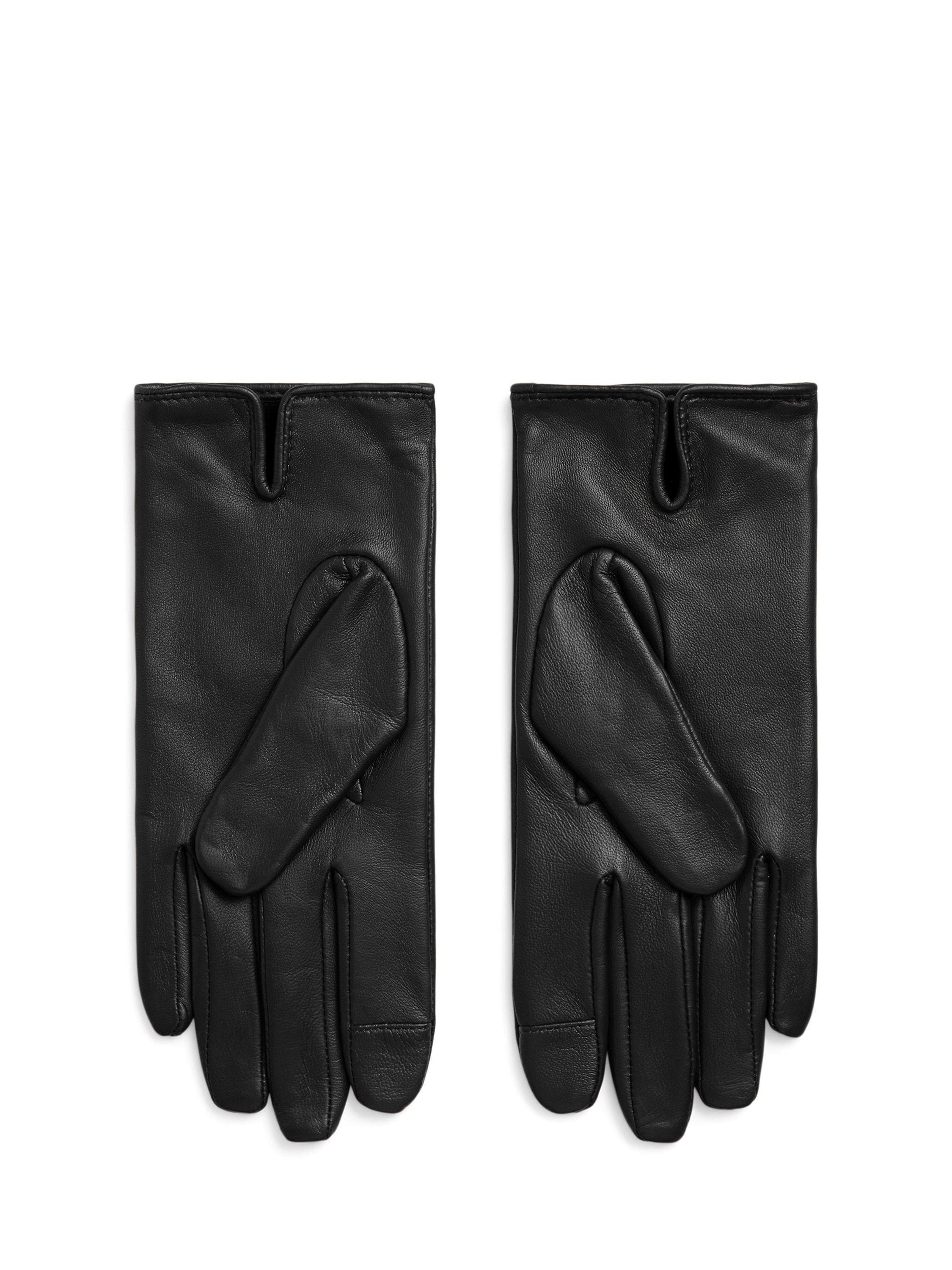 Product image 2 of 2, which shows Ralph Lauren Logo Embossed Sheepskin Leather Tech Gloves, Black, S