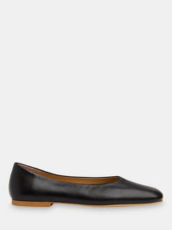 Whistles Clean Leather Ballerina Pumps, Black, Black