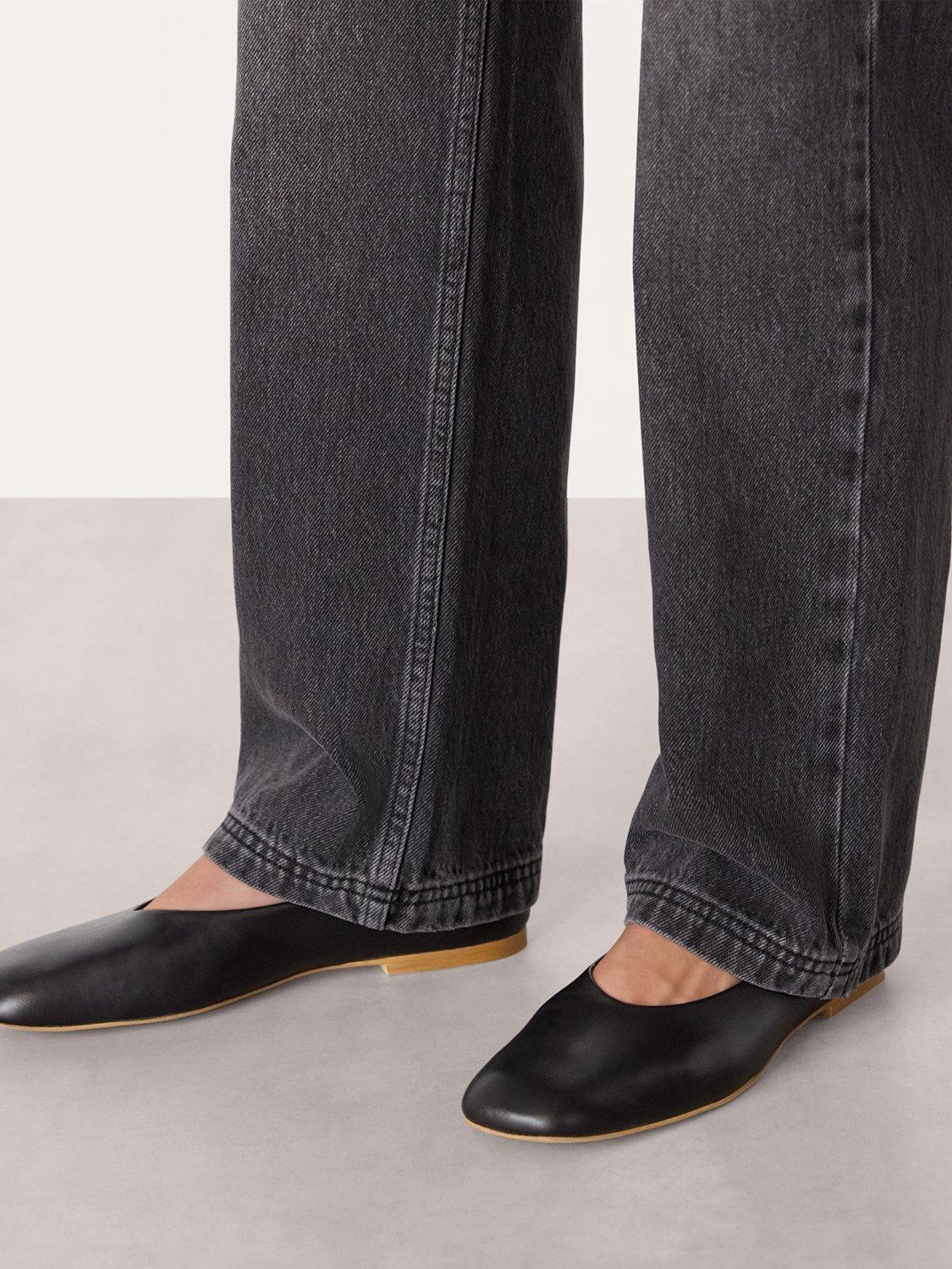 Product image 2 of 4, which shows Whistles Clean Leather Ballerina Pumps, Black, 3