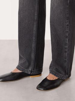 Whistles Clean Leather Ballerina Pumps, Black - view 2, Black