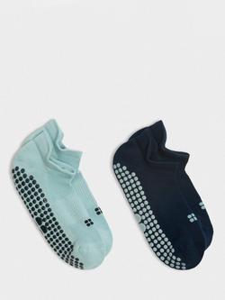 Sweaty Betty Cotton Blend Gripper Socks, Pack of 2, Vapour Blue/Navy