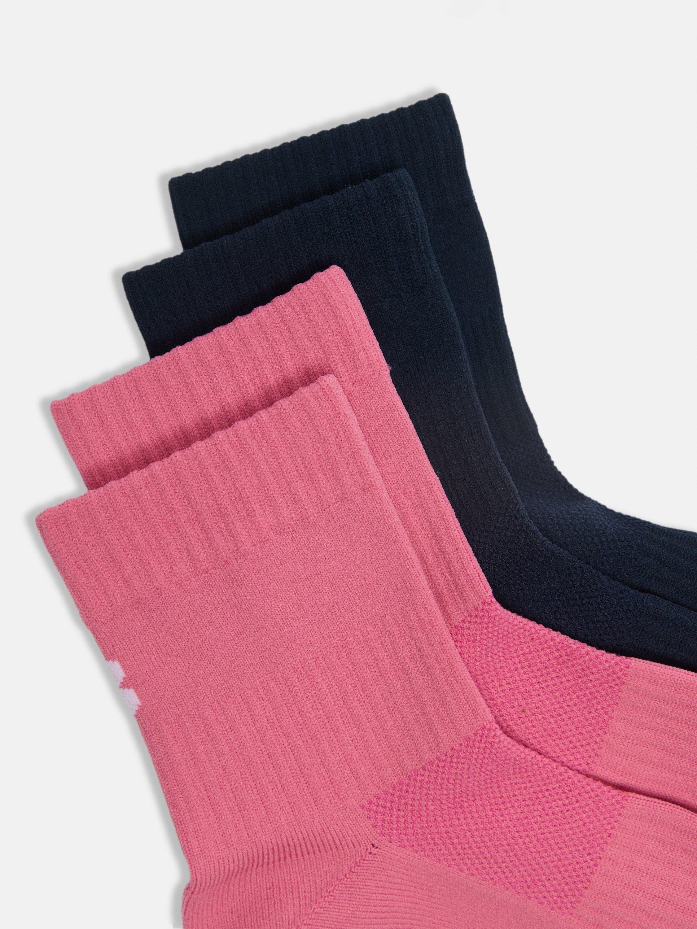 Product image 3 of 3, which shows Sweaty Betty Running Socks, Pack of 2, Lollipop Pink/Navy, 2-5