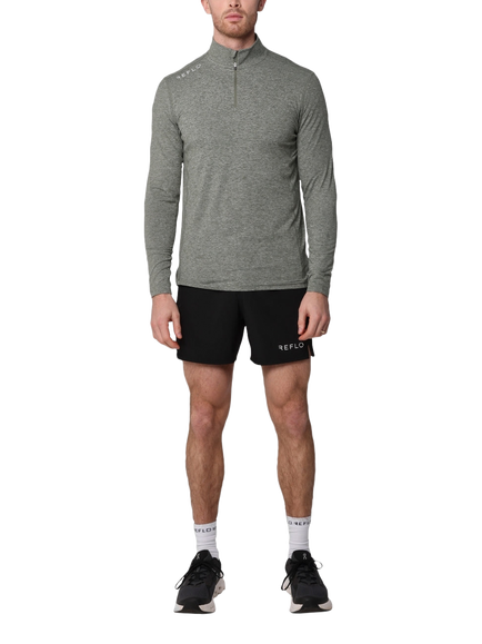 REFLO Purus Long Sleeve Zip Neck Performance Midlayer Top, Pine Green Marl