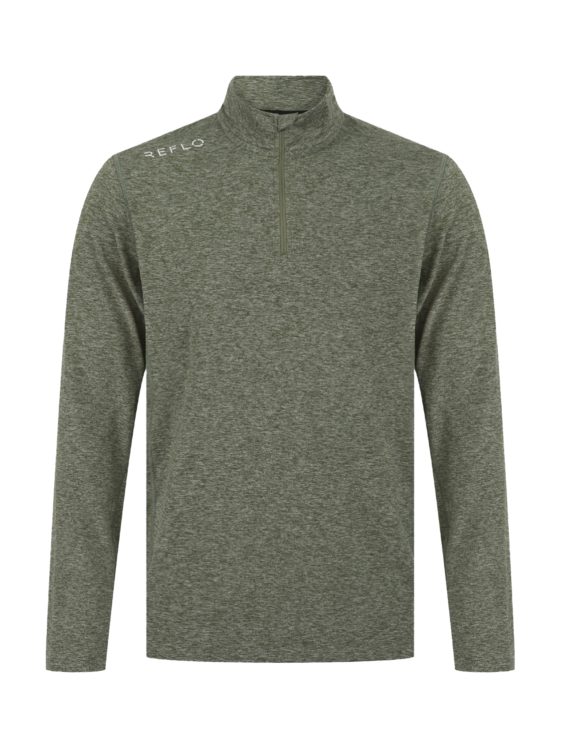 Product image 4 of 6, which shows REFLO Purus Long Sleeve Zip Neck Performance Midlayer Top, Pine Green Marl, XXL