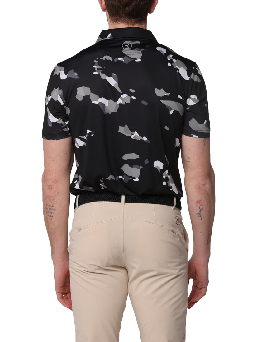 Product image 2 of 6, which shows REFLO Tagus Short Sleeve Recycled Polo Shirt, Black, S