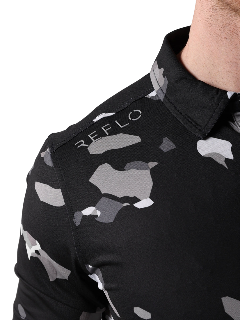 Product image 5 of 6, which shows REFLO Tagus Short Sleeve Recycled Polo Shirt, Black, S