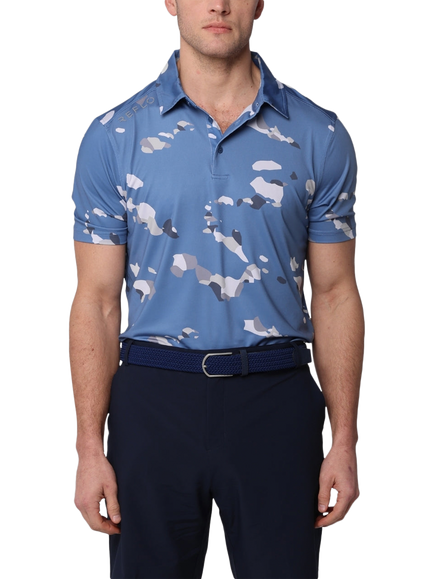 REFLO Tagus Short Sleeve Recycled Polo Shirt, Coronet Blue/White