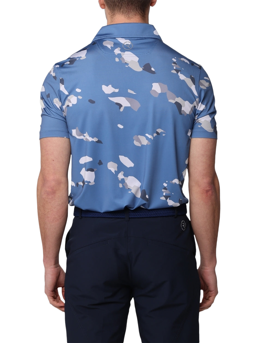 Product image 2 of 6, which shows REFLO Tagus Short Sleeve Recycled Polo Shirt, Coronet Blue/White, S