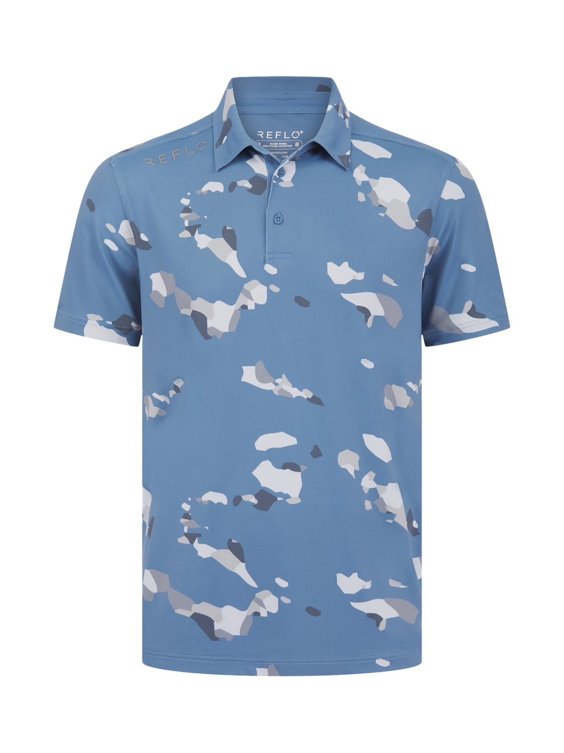 Product image 4 of 6, which shows REFLO Tagus Short Sleeve Recycled Polo Shirt, Coronet Blue/White, S
