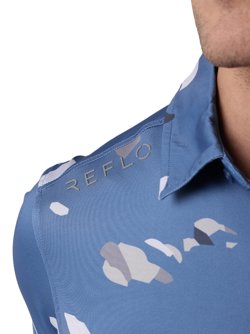 Product image 5 of 6, which shows REFLO Tagus Short Sleeve Recycled Polo Shirt, Coronet Blue/White, S