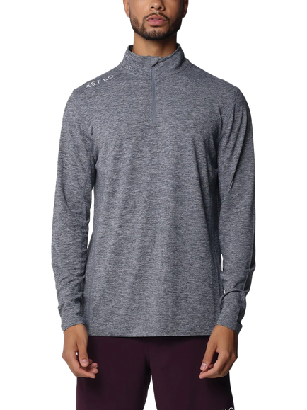 REFLO Purus Long Sleeve Zip Neck Performance Midlayer Top, Caviar Marl