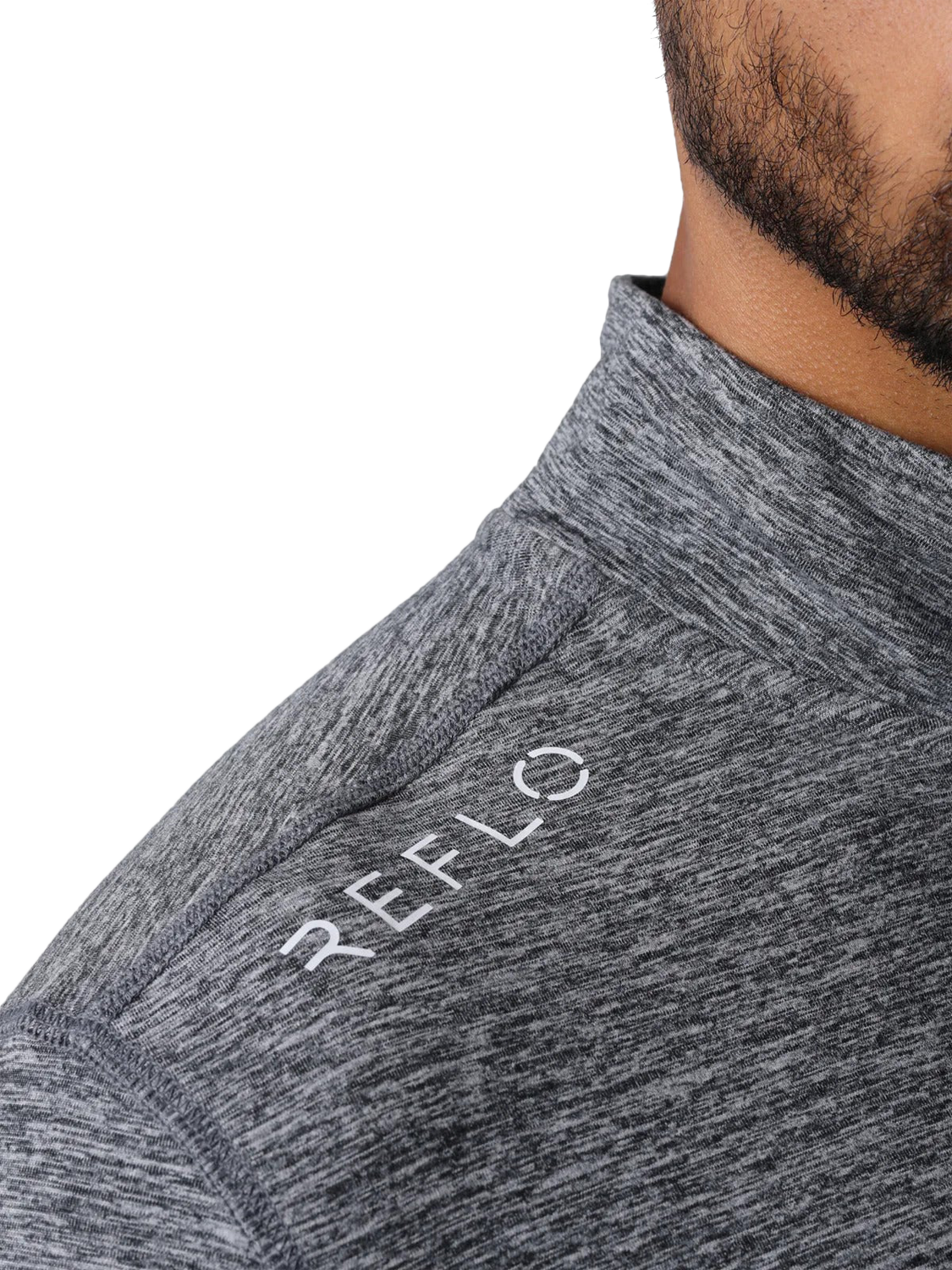 Product image 6 of 6, which shows REFLO Purus Long Sleeve Zip Neck Performance Midlayer Top, Caviar Marl, XS