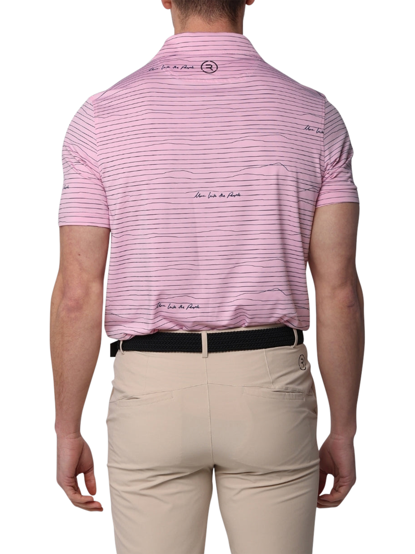 Product image 4 of 5, which shows REFLO Tagus Short Sleeve Recycled Polo Shirt, Chalk Pink, S