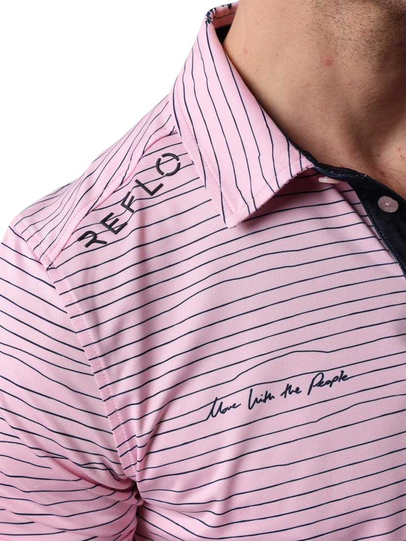Product image 5 of 5, which shows REFLO Tagus Short Sleeve Recycled Polo Shirt, Chalk Pink, S