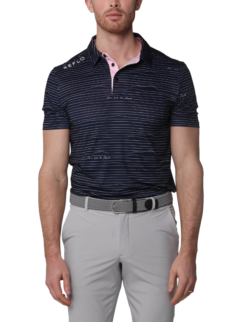 Product image 1 of 6, which shows REFLO Tagus Short Sleeve Recycled Polo Shirt, True Navy, S