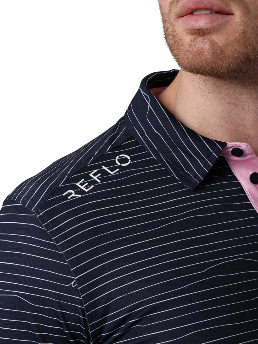 Product image 5 of 6, which shows REFLO Tagus Short Sleeve Recycled Polo Shirt, True Navy, S
