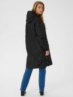 KAFFE KAtilli Quilted Longline Hooded Coat - view 2, Black
