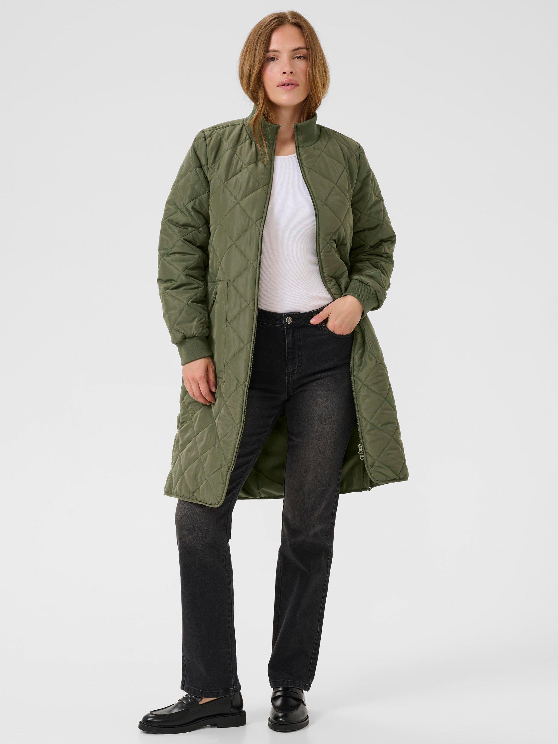 Product image 3 of 6, which shows KAFFE KAvilla Quilted Coat, Mid Green, 8