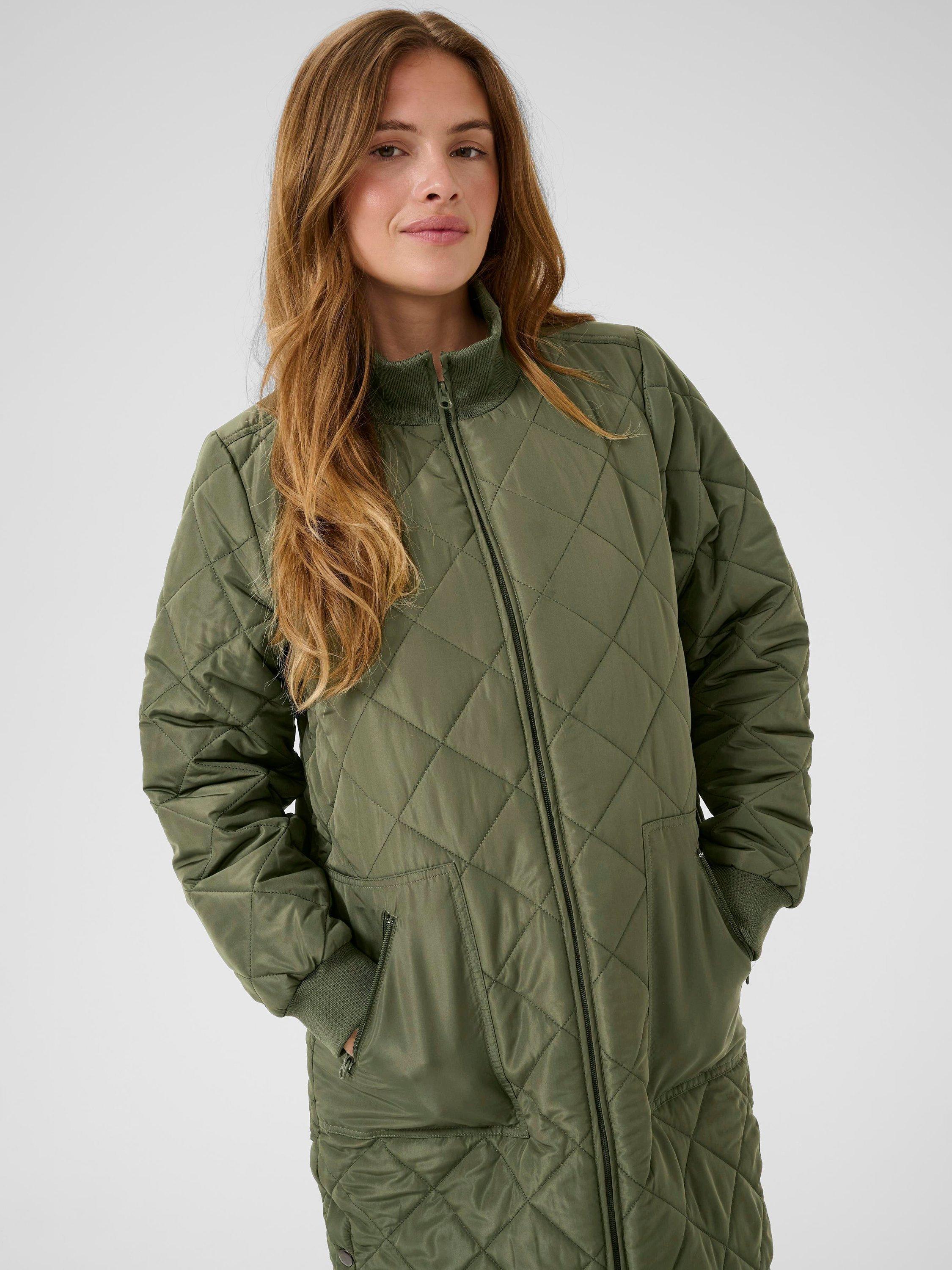 Product image 4 of 6, which shows KAFFE KAvilla Quilted Coat, Mid Green, 8